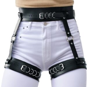 Women's PU Leather Leg Garter Body Belt Adjustable Punk Waist Belt Festival Rave Costume