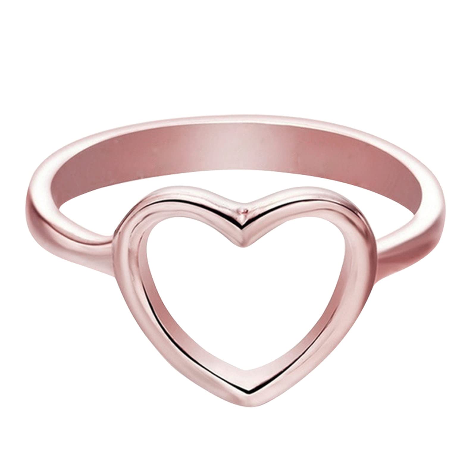 Fashion Heart Shaped Ring for Women Minimalist Design Wedding Rings for Bride Engagement Rings (Rose Gold, 5)