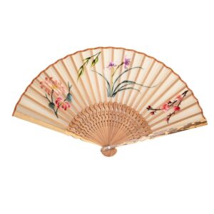 HangErFeng Folding Fan Vintage Hand Fans for Women Silk Double-side Handmade Embroidery Bamboo Fan 50 Pink