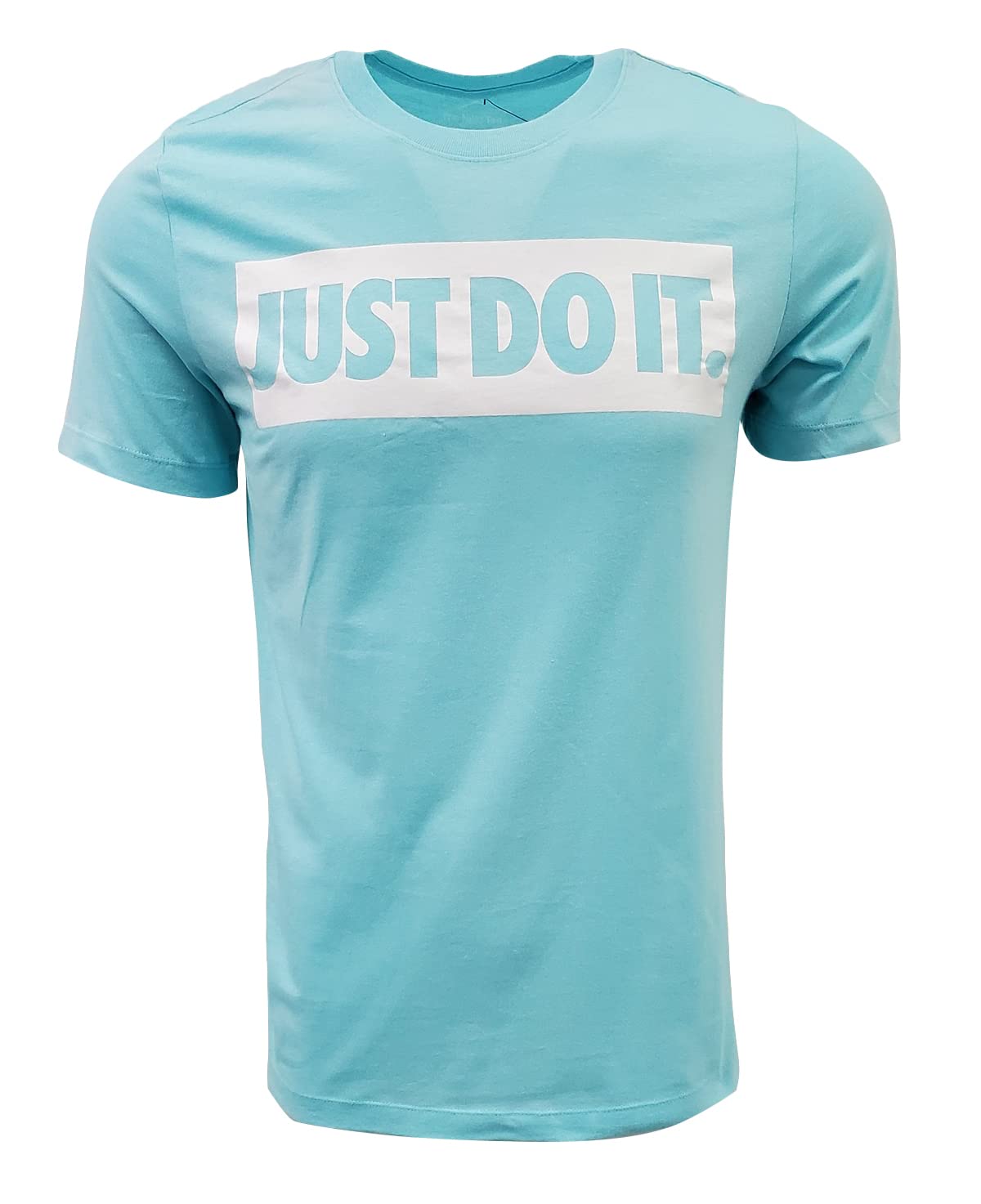 Nike Mens Just Do It Box Crewneck T-Shirt (X-Large, Aqua Blue)