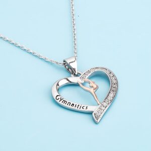 FUSTMW Gymnastist Necklace gifts Gymnast Pendant Jewelry Gymnastics Inspirational Team Gifts for Gymnast Women (Silver)