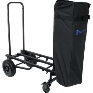 Rockville Rock Cart Pro DJ Equipment Transport Roller Car 700 LB Capacity Bundle with Rockville CART-Stand-Bag Tripod/Mic/Speaker Stand Bag