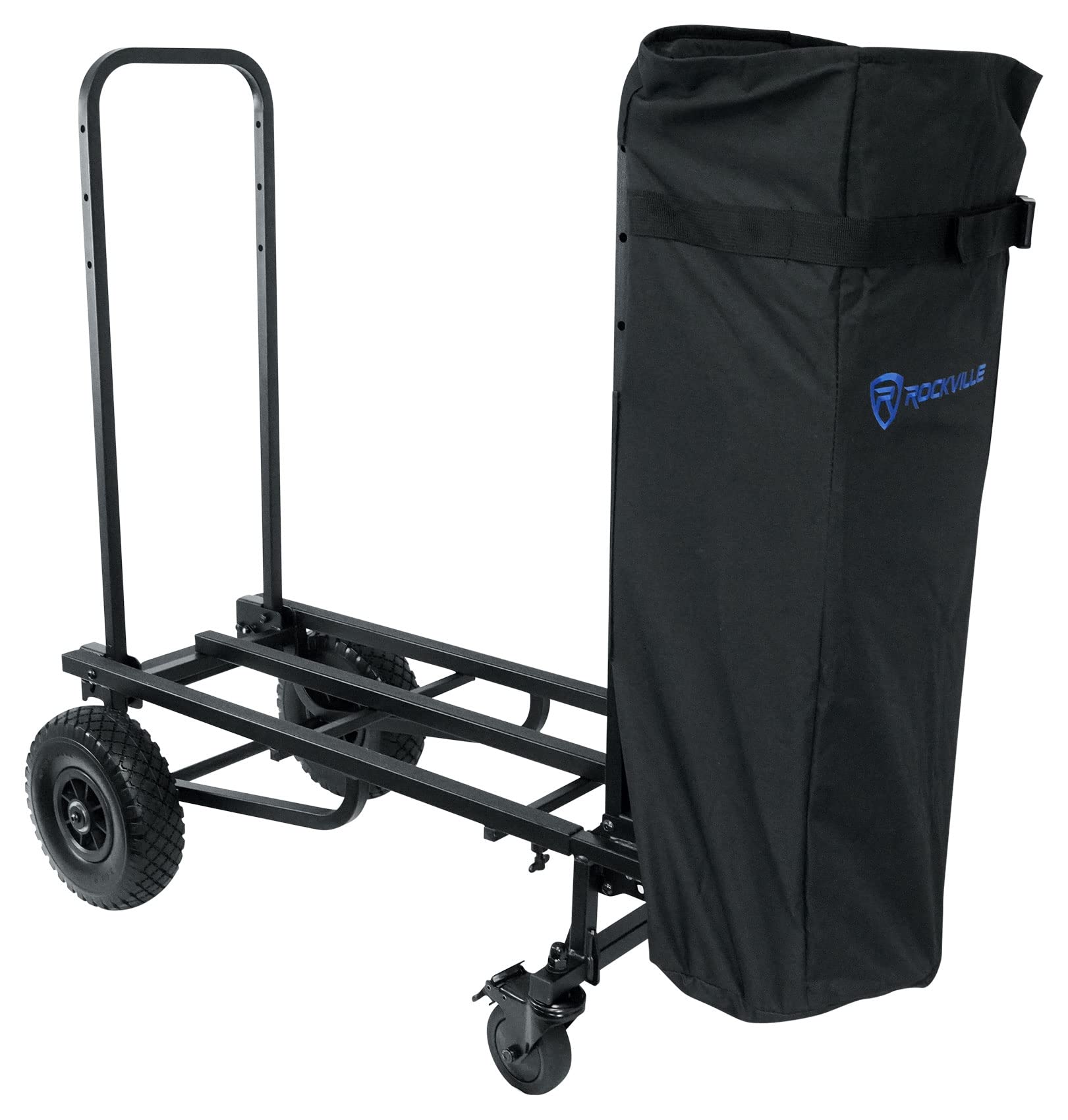 Rockville Rock Cart Pro DJ Equipment Transport Roller Car 700 LB Capacity Bundle with Rockville CART-Stand-Bag Tripod/Mic/Speaker Stand Bag