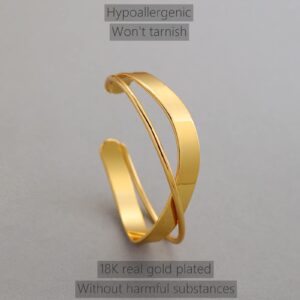 XOOCS Cuff Bracelets for Women Open Bangles Gold Bracelet 18K Gold Plated Designer Jewelry Gifts for Teens