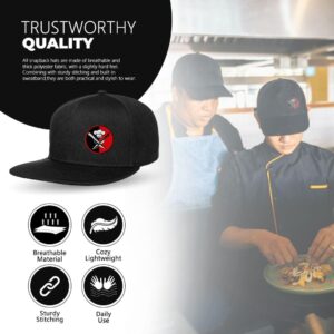 Negi Chef Themed Mens Snapback Hats, Classic Flat Bill Hats for Men Women, Funny Knife Hip Hop Baseball Cap Snapback Extender Adjustable, Black Fitted Hat for Outdoor Grill Fisherman