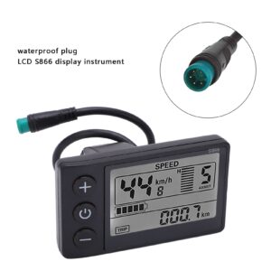 Electric LCD Display Meter, 24V 36V 48V Electric Modification Accessories with Waterproof Plug Electric Conversion kit for Electric Scooter 22.2mm/0.9in