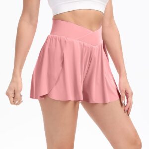 Flowy Lounge Shorts for Women Gym Yoga Athletic Workout Running Spandex Cute Comfy Sweat Skirt Womens Clothes Preppy Summer Beach(S, Light Pink)