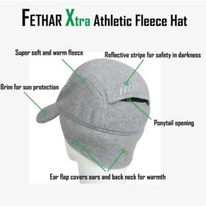 FETHAR Womens Athletic Winter Hat with Ponytail Hole - Fleece Running Hat for Womens (Athletic Grey Heather)