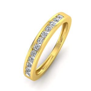 1/2 Carat TW Women's Natural Diamond Channel Set Wedding Band | Anniversery Ring | Stackable Ring | Wedding Ring in Solid 10k Yellow Gold (H Color, I2 Clarity, Size 7)