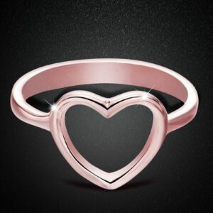 Fashion Heart Shaped Ring for Women Minimalist Design Wedding Rings for Bride Engagement Rings (Rose Gold, 5)