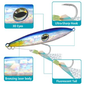 TRUSCEND Metal Fishing Jigs 150g, Full Hand-Polish Vertical/Casting Jigging Lure Bait for Walleye Bass Mackerel Pike Tuna Salmon Grouper, Fishing Jig Saltwater Freshwater, Deep Sea Fishing Spoon Lure