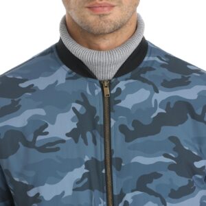 MAGCOMSEN Winter Bomber Jacket Men Quilted Lining Fall Coat Padded Windproof Warm Outerwear with Pockets Stylish Camouflage Blue M