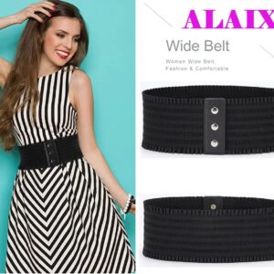 ALAIX Women's Wide Belt Stretchy Dress Belts Elastic Snap-Button Corset Belts for Women Waist Belt Waistband