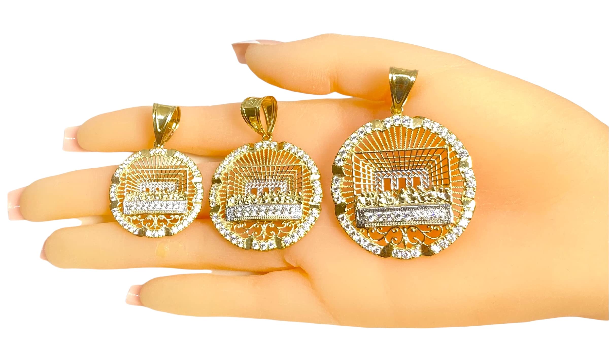 27-38 MM DIAMETER APOSTLES LAST SUPPER PENDANT CHARM REAL 10K YELLOW GOLD SG-2014 (27 MM)