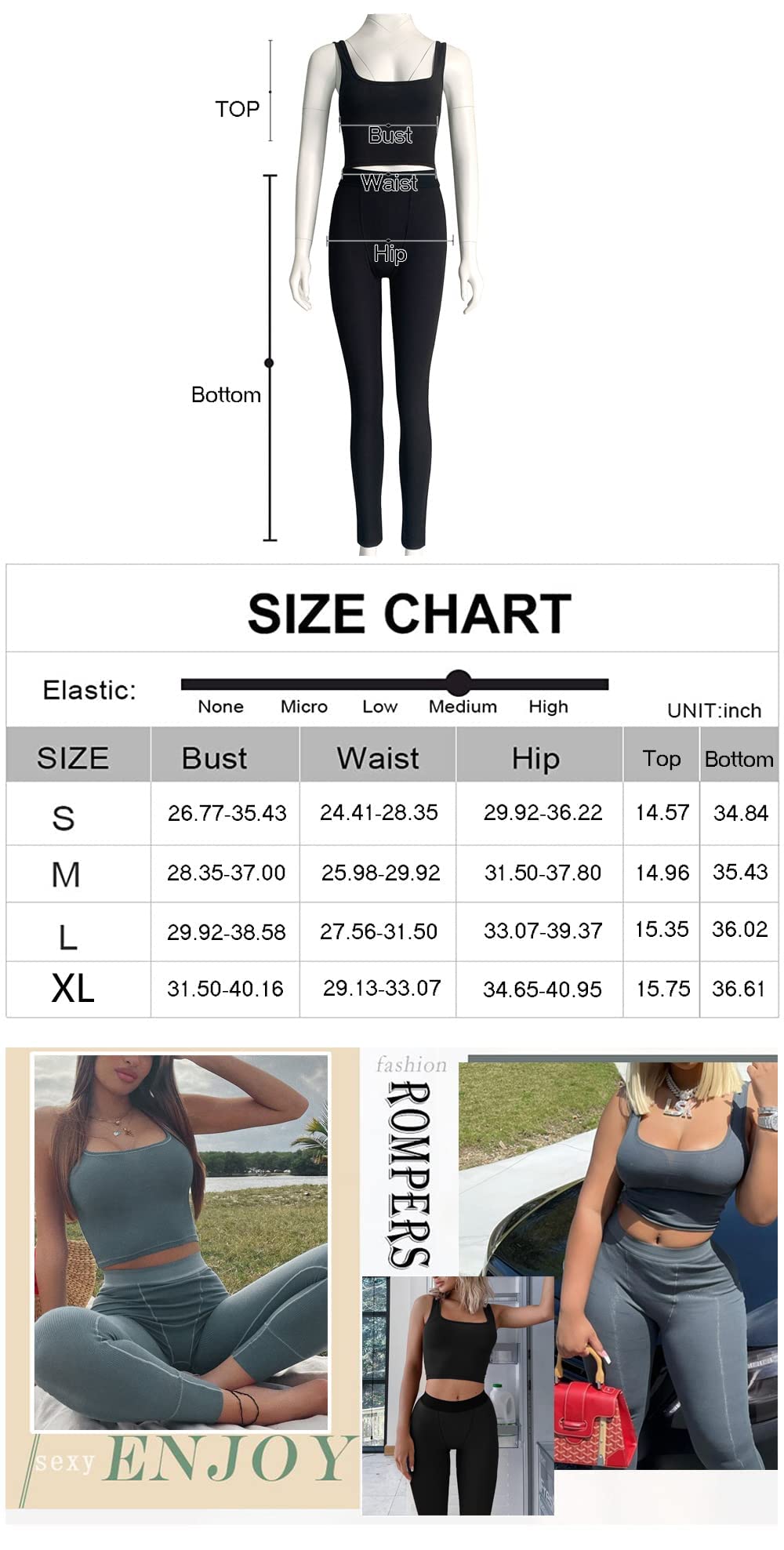 LICOBOD Casual Workout Sets 2 Piece Outfits for Women Ribbed Crop Tank Top High Waist Yoga Leggings Lounge Wear Tracksuit