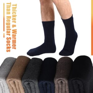 Janmercy 12 Pairs Thermal Socks for Men Wool Blended Thick Socks Winter Hiking Warm Boot Crew Socks for Cold Weather Mens Cozy Gift