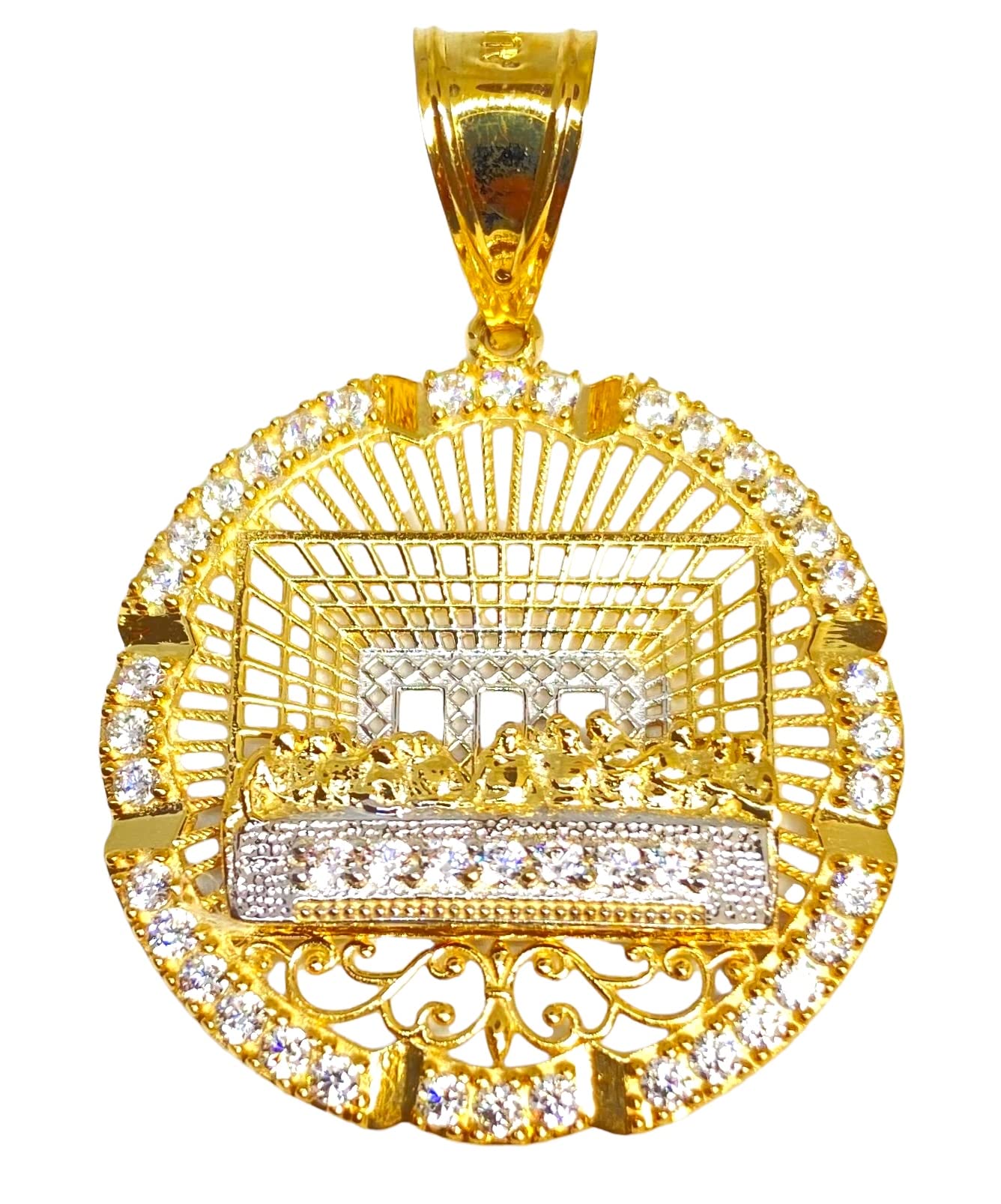 27-38 MM DIAMETER APOSTLES LAST SUPPER PENDANT CHARM REAL 10K YELLOW GOLD SG-2014 (27 MM)