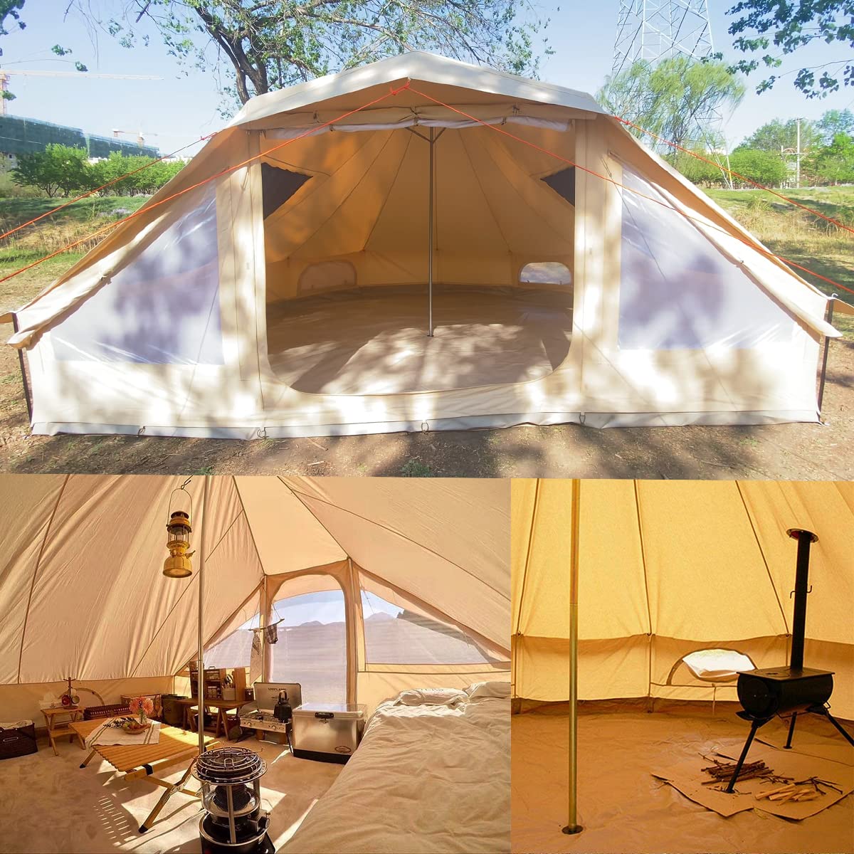 WINTENT Star Gazing Tent 4 Season Canvas Glamping Yurt Tent with Wood Stove Hole and Skylight for 6-8 Person Camping Hunting