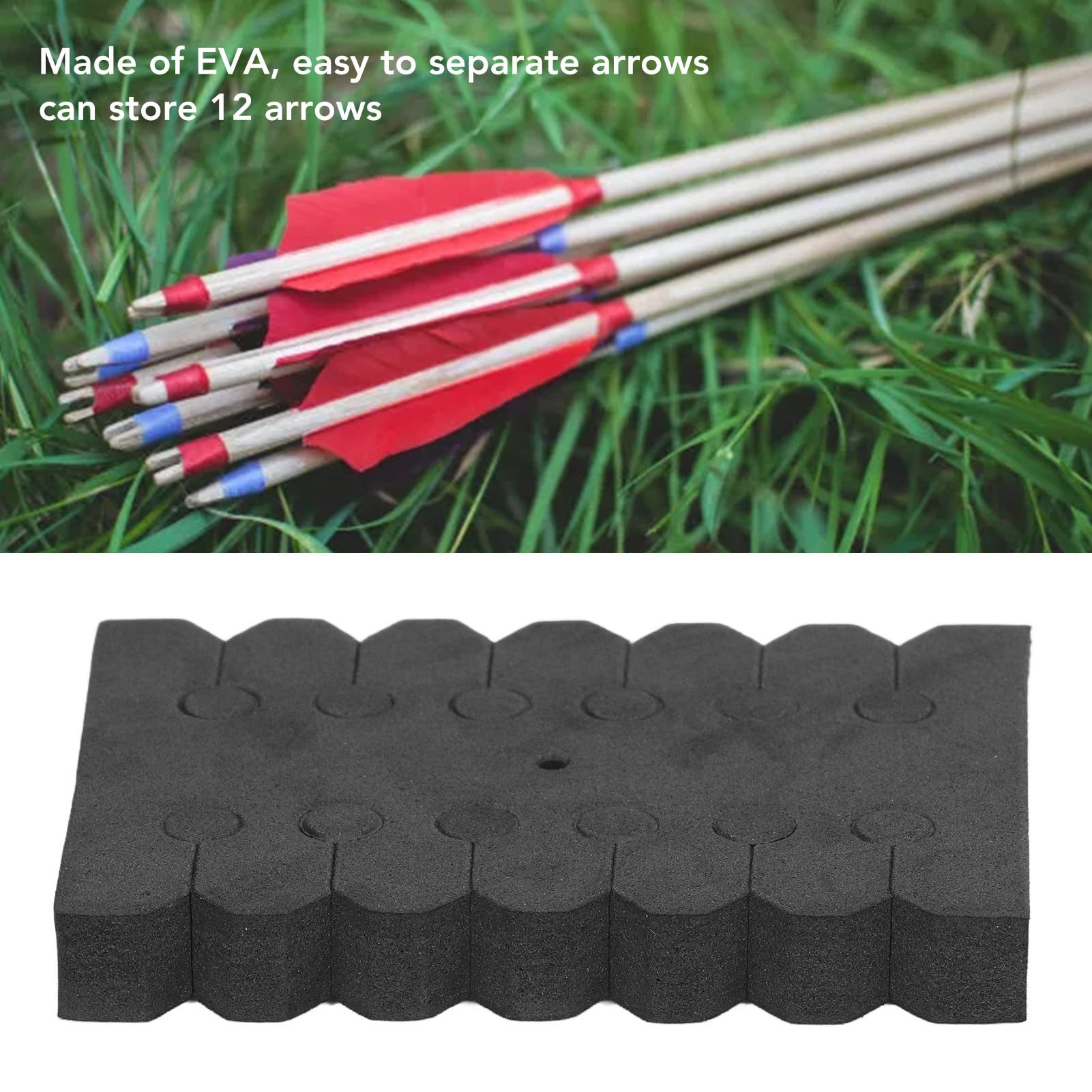 VBESTLIFE Archery Arrow Separator Rack,20Pcs Archery Arrow Rack EVA Black Rectangular 12 Arrows Separator Storage Holder Hunting Accessories