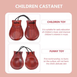 Vaguelly Spanish Castanets, 1 Pair Castanets With String Wood Nashiki Percussion Instrument for Adults