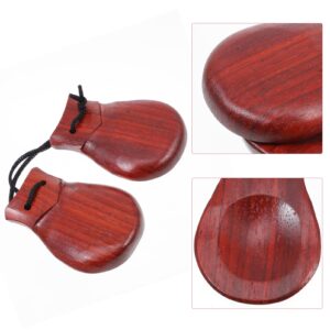 Vaguelly Spanish Castanets, 1 Pair Castanets With String Wood Nashiki Percussion Instrument for Adults