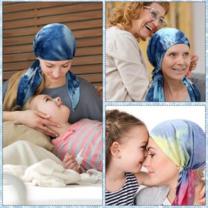 Sintege 4 Pcs Women Head Scarf Pre Tied Chemo Caps Slip on Turban Headwear Cancer Head Wraps Beanie Hat Bandana(Tie Dye Style)