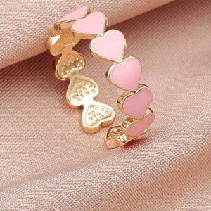 Fashion Heart Shaped Statement Ring for Women Opening Ring Adjustable Rings (Hot Pink, One Size)