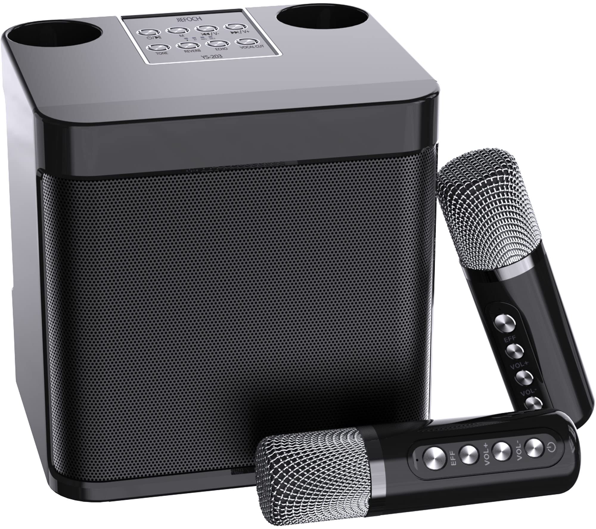 Mini Karaoke Machine for Adults and Kids,Portable Bluetooth Karaoke Speaker for TV, with 2 Wireless Microphones PA Speaker System for Indoor Outdoor Party, Family Party Singing (Elegant Black)