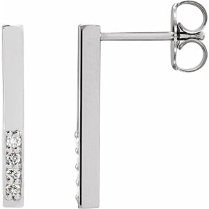 platinum .07 ctw diamond geometric dangle drop earring pair