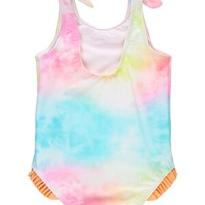 RuffleButts Rainbow Tie Dye Tie Shoulder One Piece - 4T