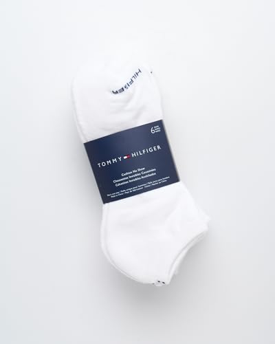 Tommy Hilfiger Men's Athletic Socks - Cushion No Show Ankle Socks (6 Pack), Size Shoe Size 7-12, Pure White