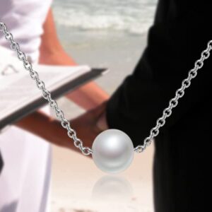 BEKECH Wedding Officiant Jewelry Pastor Marriage Commissioner Pearl Necklace Gift for Officiant Minister Proposal from Bride