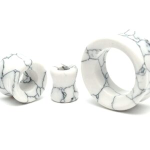 Mystic Metals Body Jewelry Pair of Howlite Stone Concave Double Flare Tunnels (STN-683) (3/4" (19mm))