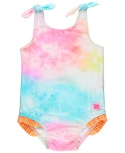 rufflebutts rainbow tie dye tie shoulder one piece - 4t