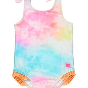 RuffleButts Rainbow Tie Dye Tie Shoulder One Piece - 4T