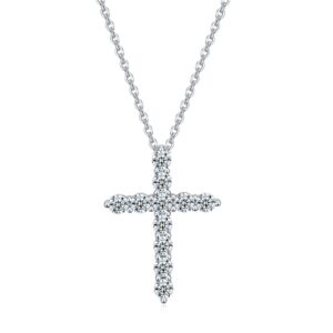 Rnivida 925 Sterling Silver Cz Cross Necklace for Women, Dainty Cubic Zirconia Cross Pendant Necklace