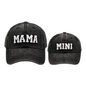 2pcs parent-child hat mother child daughter son baby family hat retro baseball cap snap cap mothers day black