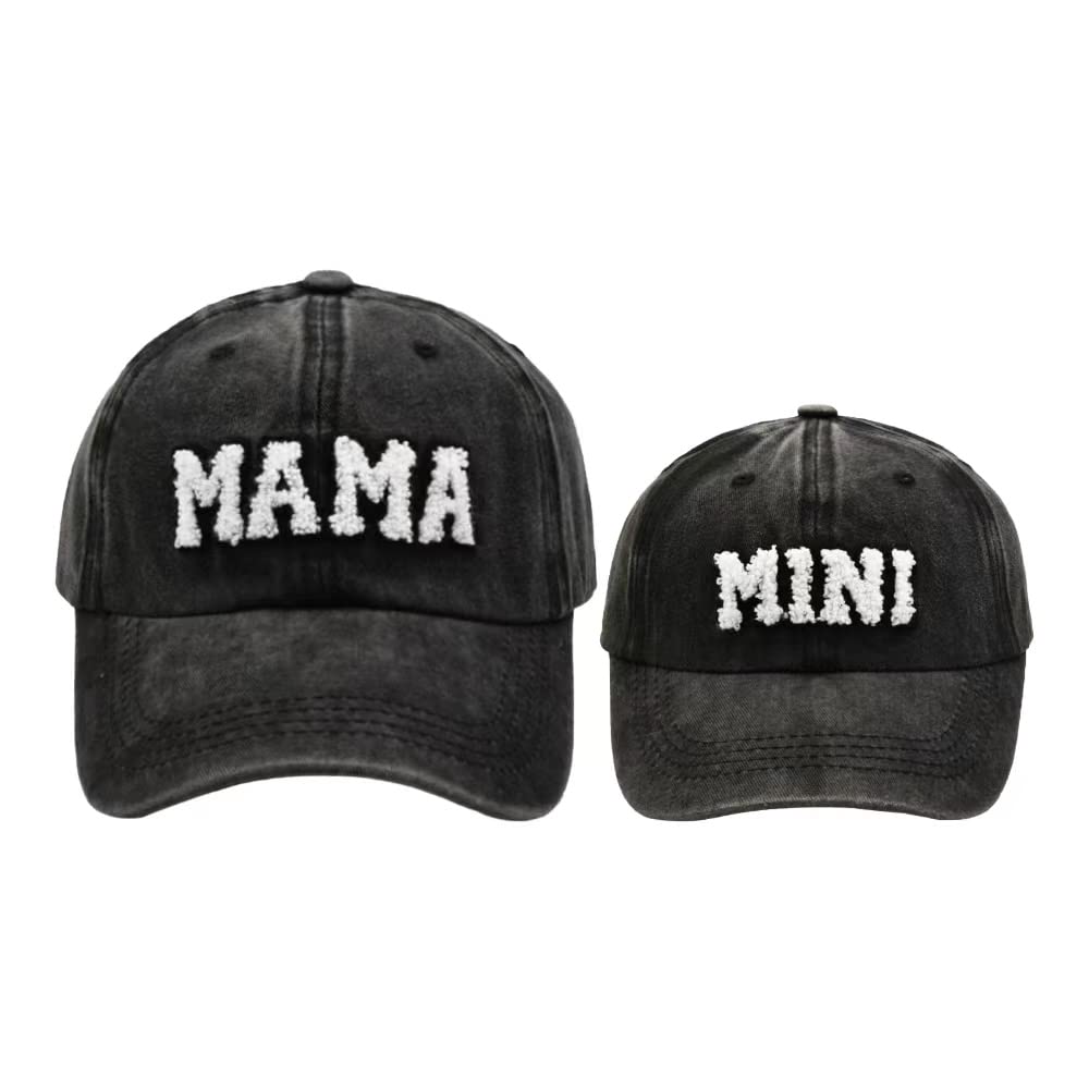 2PCS Parent-Child Hat Mother Child Daughter Son Baby Family Hat Retro Baseball Cap Snap Cap Mothers Day Black