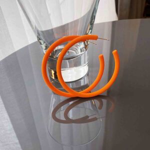 Fashion Candy Color Big Hoop Earrings for women Multiple Colors to choose from- 2.6" x 2.6" x 0.2" punk drop earrings geometry jewelry (Orange)