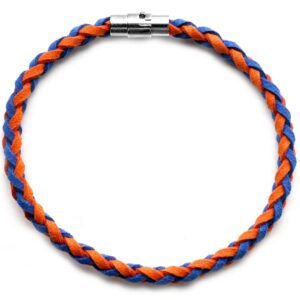 Braided Faux Suede Unisex Rugby Bracelet (Team Colors Orange & Royal Blue)-Without Charm-X-Large