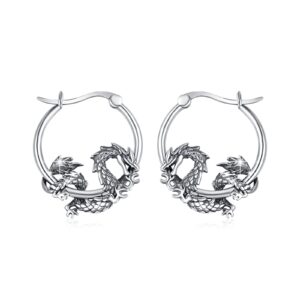 Dragon Hoop Earrings Dragon Huggie Hoop Earrings 925 Sterling Silver Dragon Huggie Hoop Earrings Animal Jewelry Gifts For Women Girls