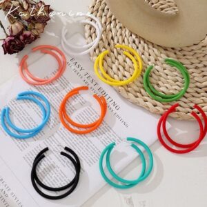 Fashion Candy Color Big Hoop Earrings for women Multiple Colors to choose from- 2.6" x 2.6" x 0.2" punk drop earrings geometry jewelry (Orange)