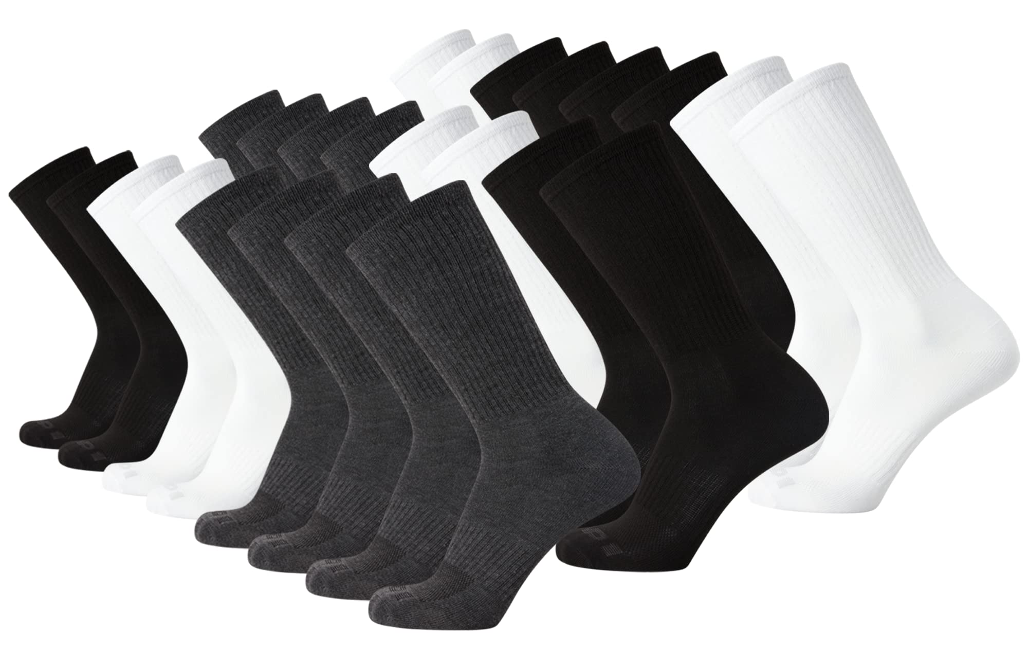 AND1 Men's Socks - Athletic Cushion Crew Socks (24 Pack), Size 6-12.5, Assorted