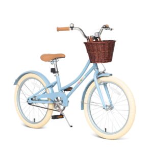 bixike retro design girls bike with basket and coaster brake for 3-13 years old kids, 14 16 18 inch kids cruiser bicycle for toddlers with training wheels, 20 inch with kickstand, multiple colors