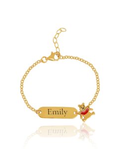 disney winnie the pooh personalized bracelet 5" + 1" - sterling silver nameplate bracelet - winnie the pooh gifts - officially licensed