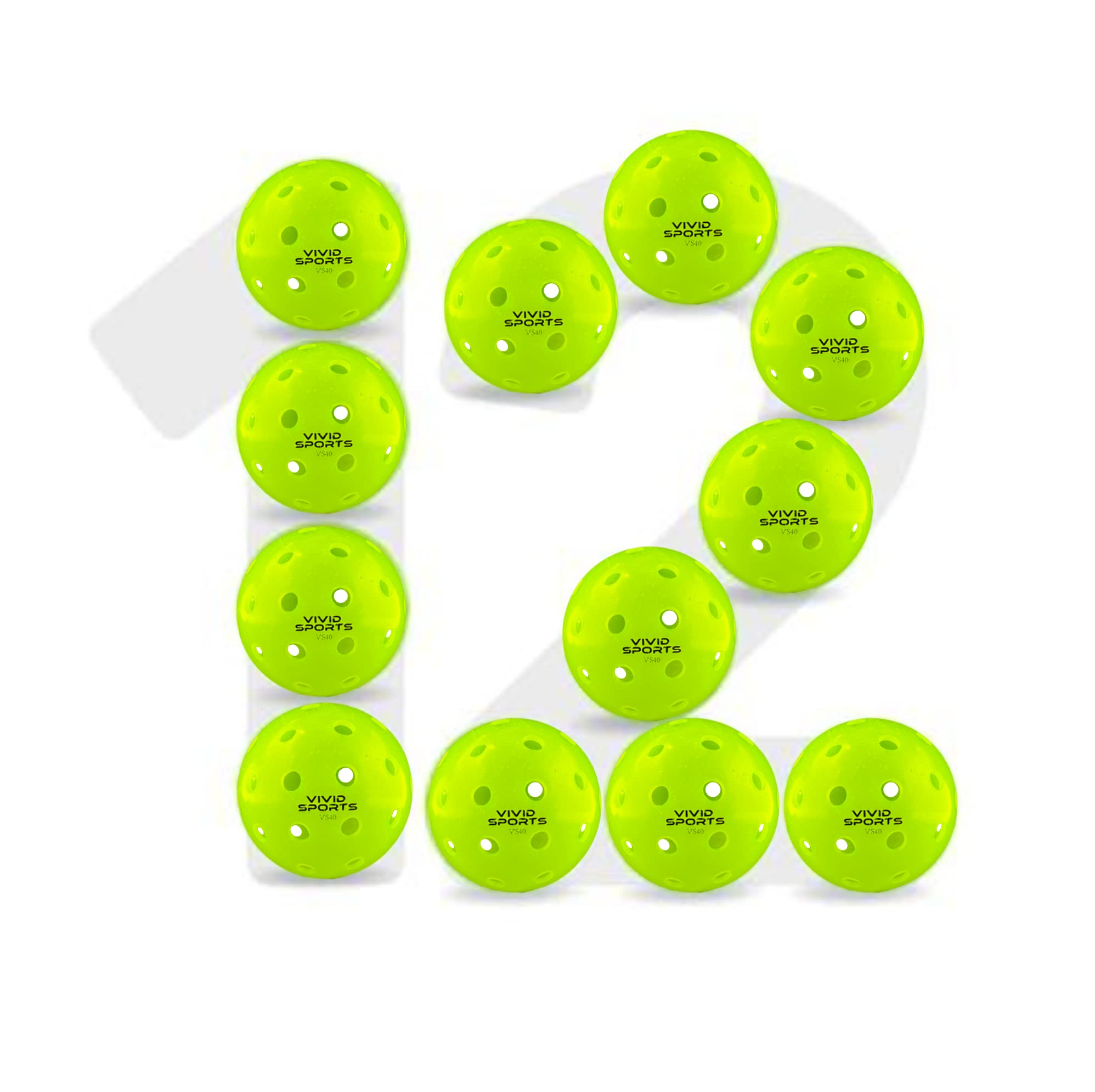 Vivid Sports Outdoor Pickleballs | 12 Pack | 6 Pack | USA Pickleball Approved & Sanctioned for Tournament Play, Pickleball Balls with Mesh Carry Bag