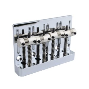 Guyker High Mass Bass Bridge with Vintage Brass Saddles Tailpiece Replacement for 4 String Jazz Electric Bass CNC Machined (GB403, Chrome)