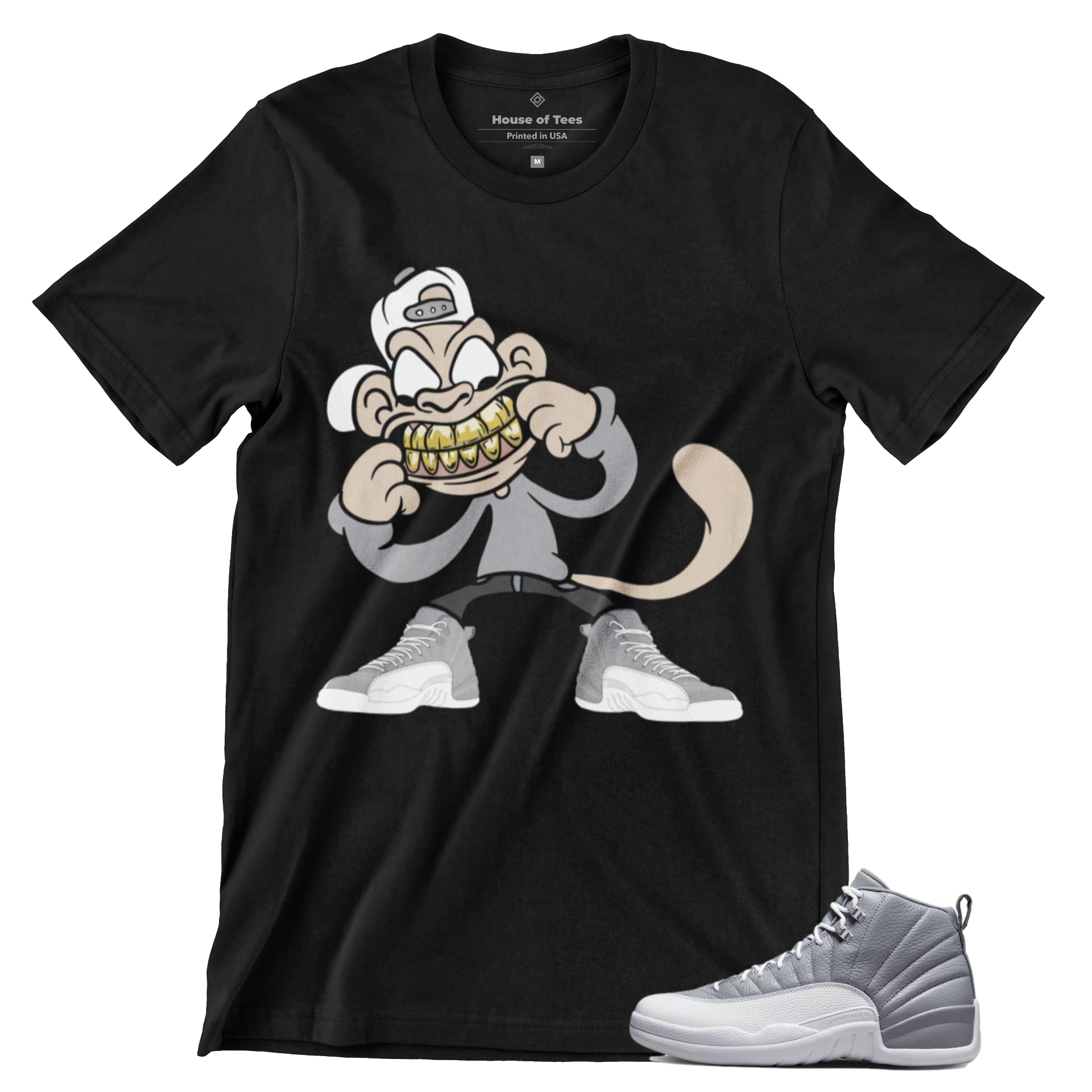 Jordan 5 Retro Concord Monkey Man Grill Men's Matching T Shirt, Jordan 5 Concord Shirt to Match Gift for Jordan 5s Tee Black