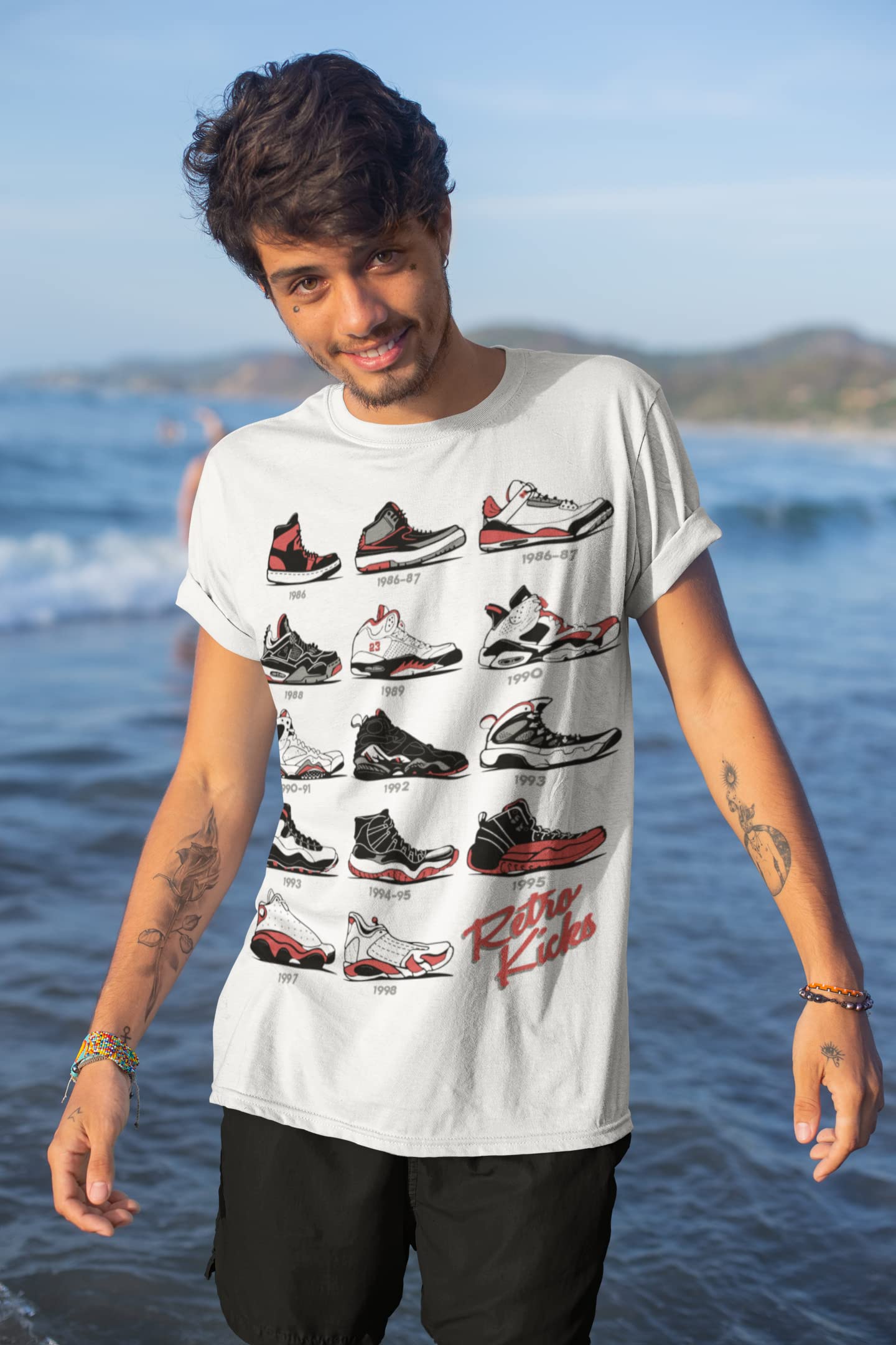 Jordan Retro Sneakers Image T Shirt to Match Jordans, Tee to Match Jordan 1 2 3 4 5 6 11 12 13 Gift for Jordan White