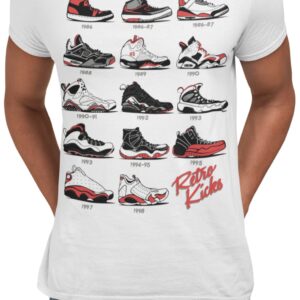 Jordan Retro Sneakers Image T Shirt to Match Jordans, Tee to Match Jordan 1 2 3 4 5 6 11 12 13 Gift for Jordan White